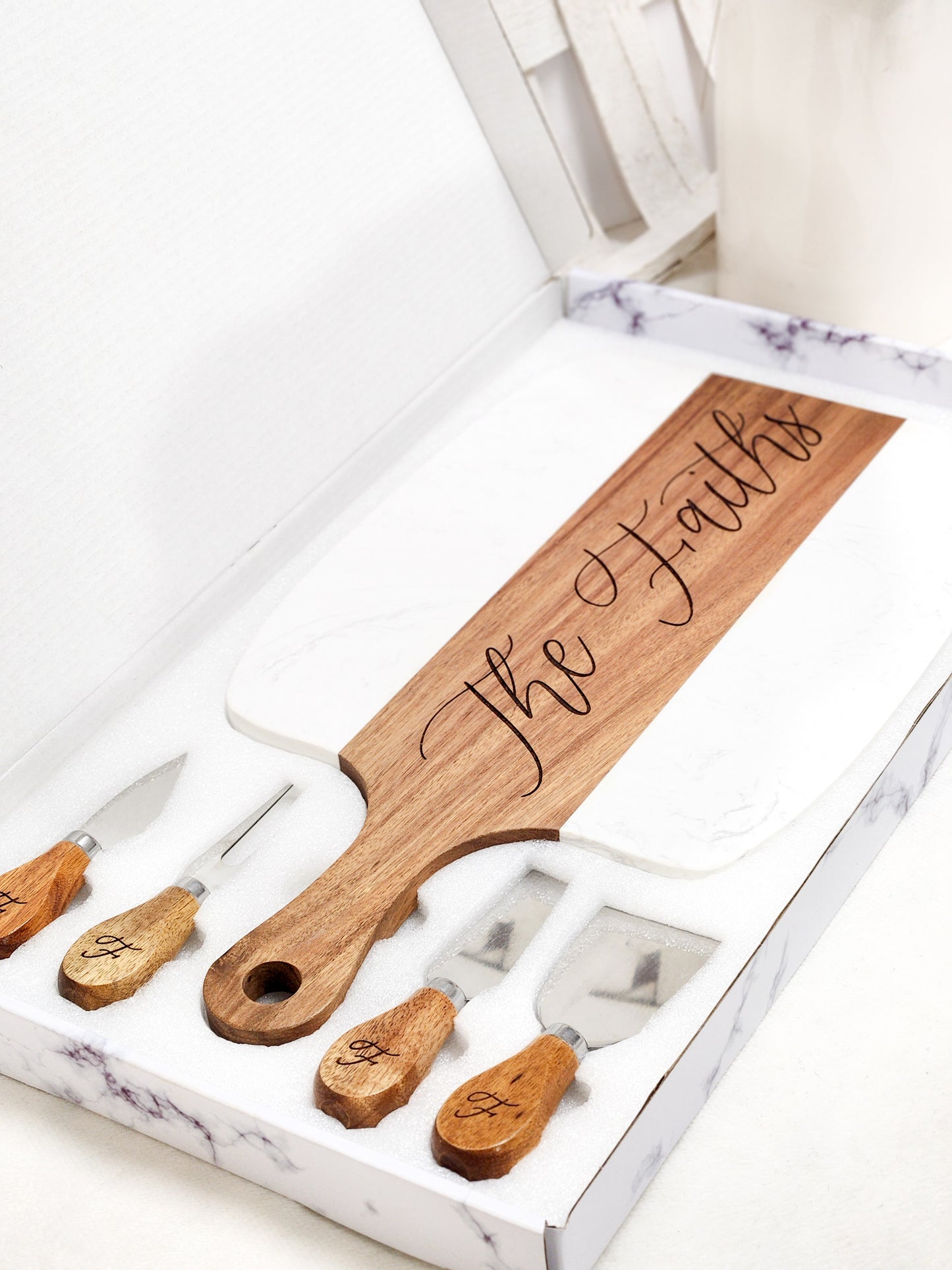 Charcuterie Board with Knives Gift Set