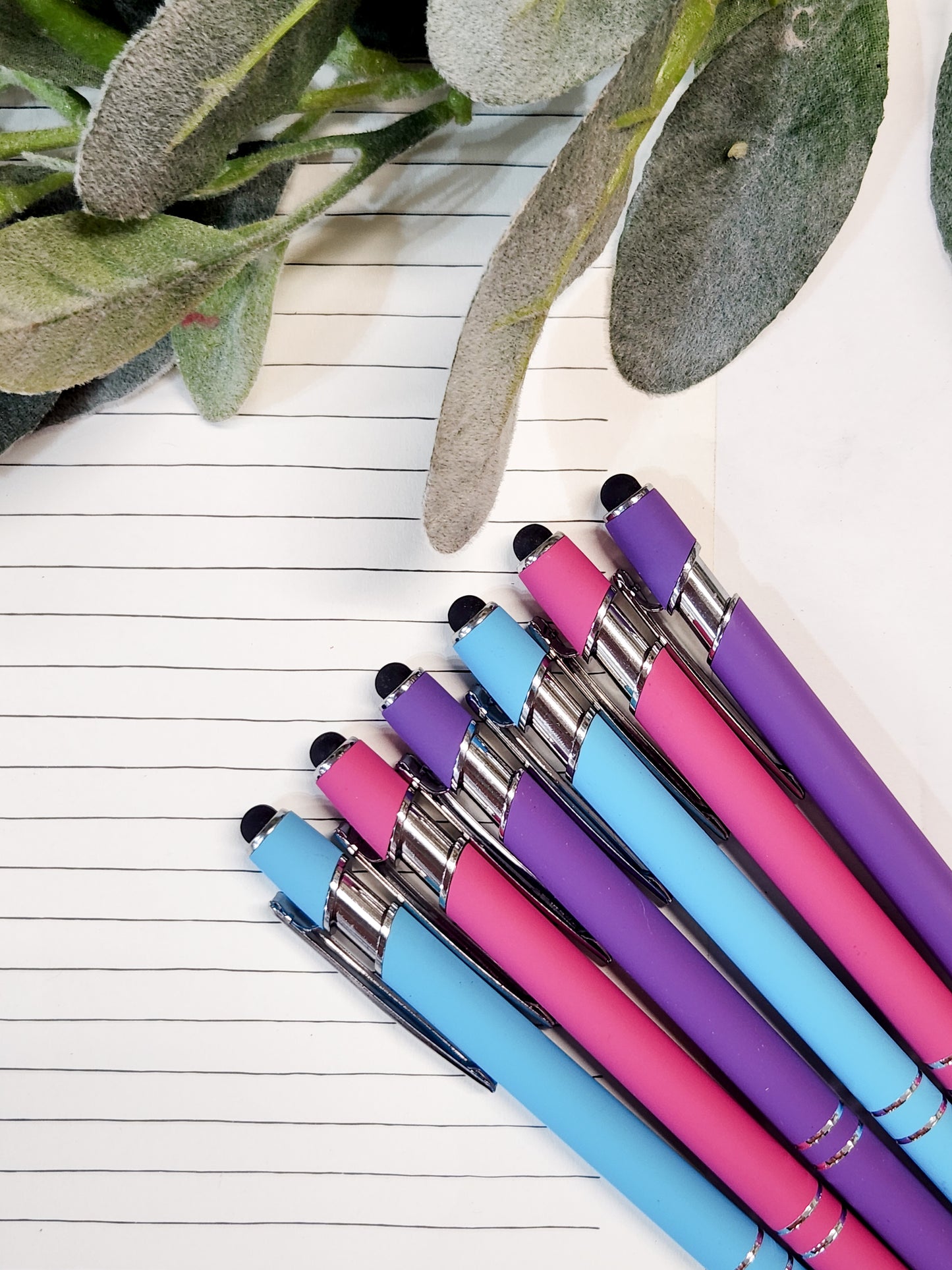 Set of 6 Personalized Pen Set with Stylus