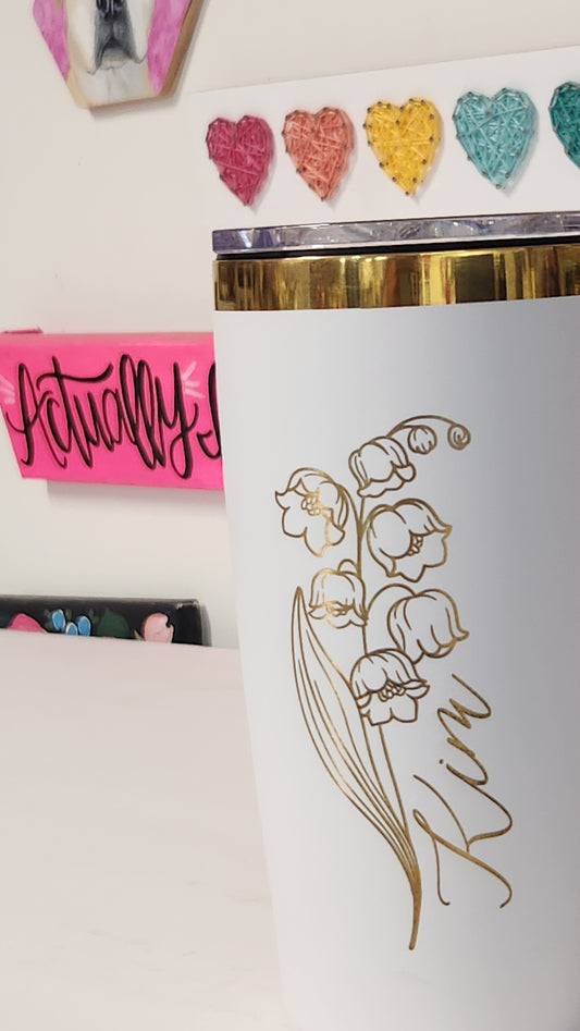 White Tumbler Gold Engrave