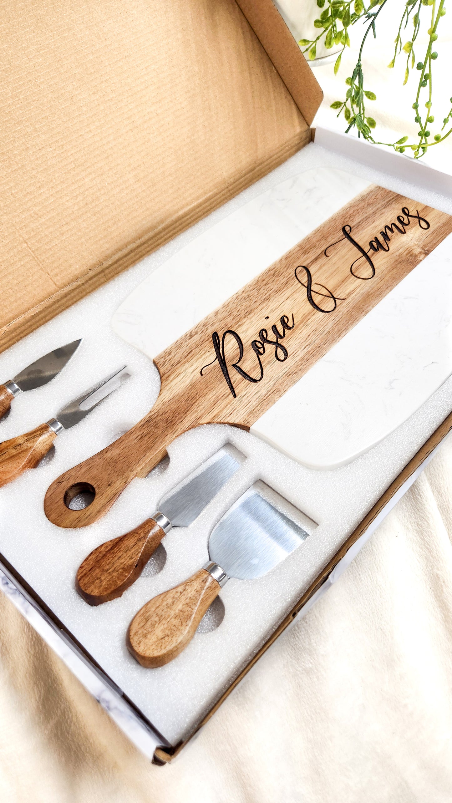 Charcuterie Board with Knives Gift Set