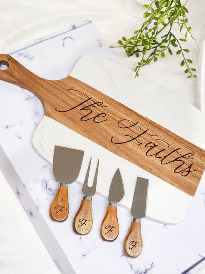 Charcuterie Board with Knives Gift Set
