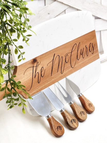 Charcuterie Board with Knives Gift Set