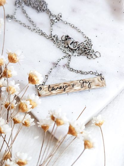 Handwritten Bar Necklace