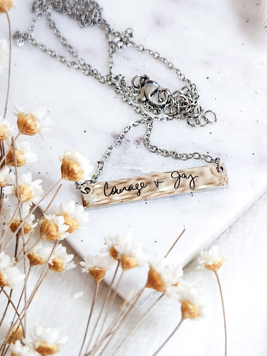 Handwritten Bar Necklace