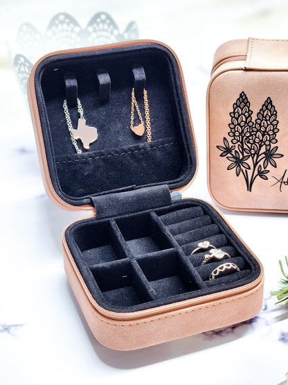 Personalized Leatherette Jewelry Travel Box