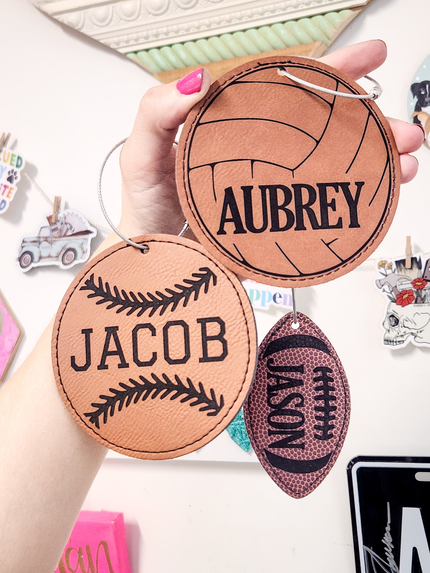 Leatherette Ball Sports Name Tag