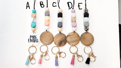 Personalized Beaded Lanyard with Custom Engraved Name Disc