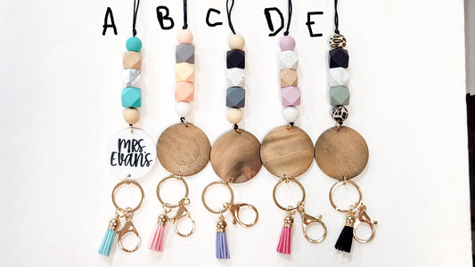 Personalized Beaded Lanyard with Custom Engraved Name Disc