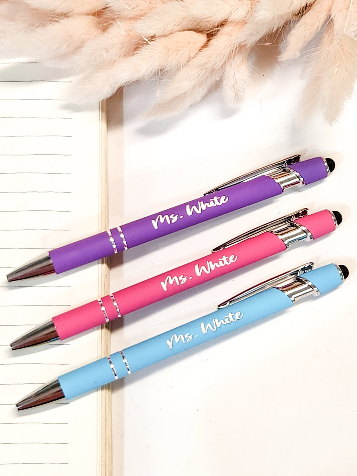 Set of 6 Personalized Pen Set with Stylus