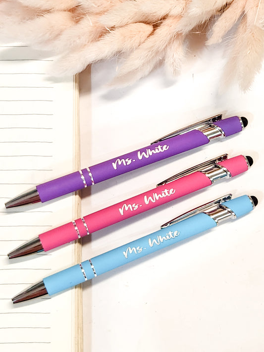Set of 6 Personalized Pen Set with Stylus