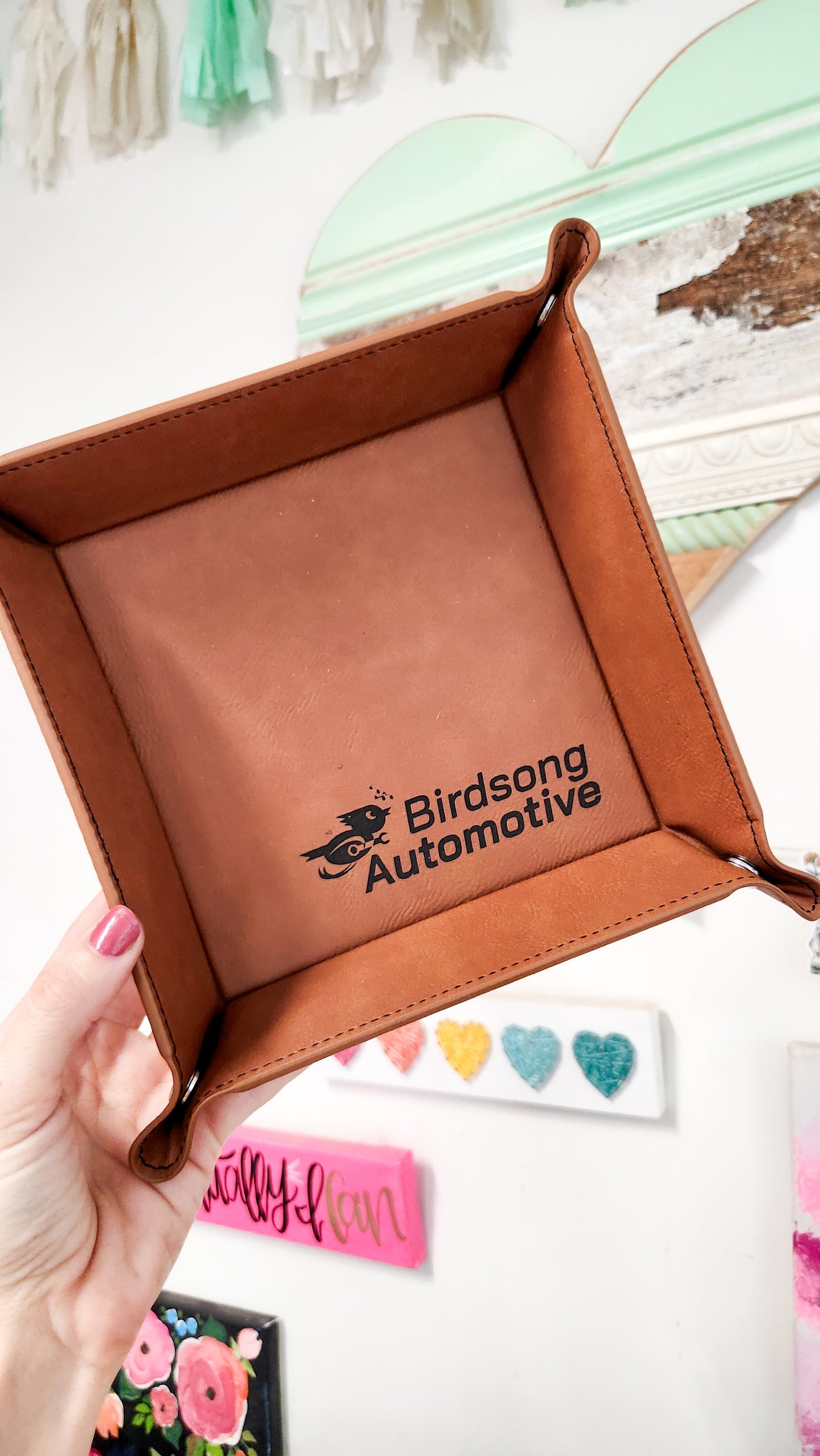 Leatherette Valet Tray with Logo