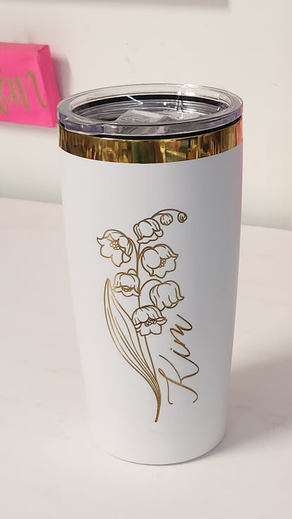 White Tumbler Gold Engrave