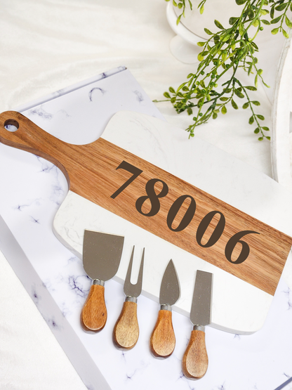 Charcuterie Board with Knives Gift Set Zip Code