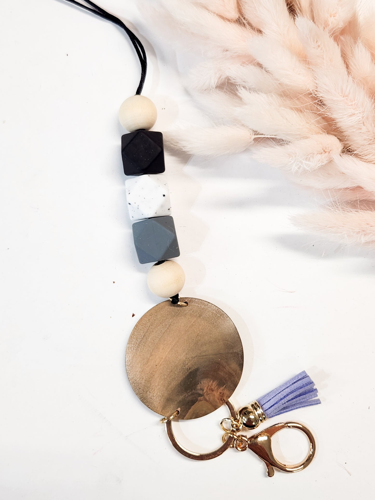 Personalized Beaded Lanyard with Custom Engraved Name Disc