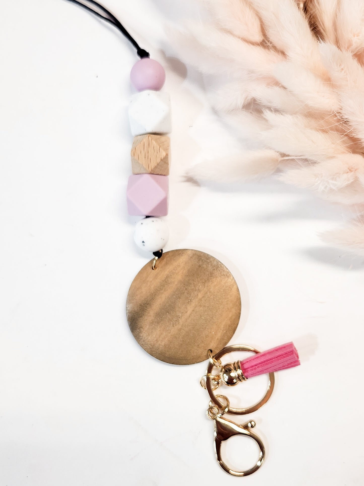 Personalized Beaded Lanyard with Custom Engraved Name Disc